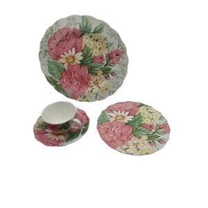 Nikko Tableware English Garden Pattern 4 Piece Place Setting Japan Discontinued